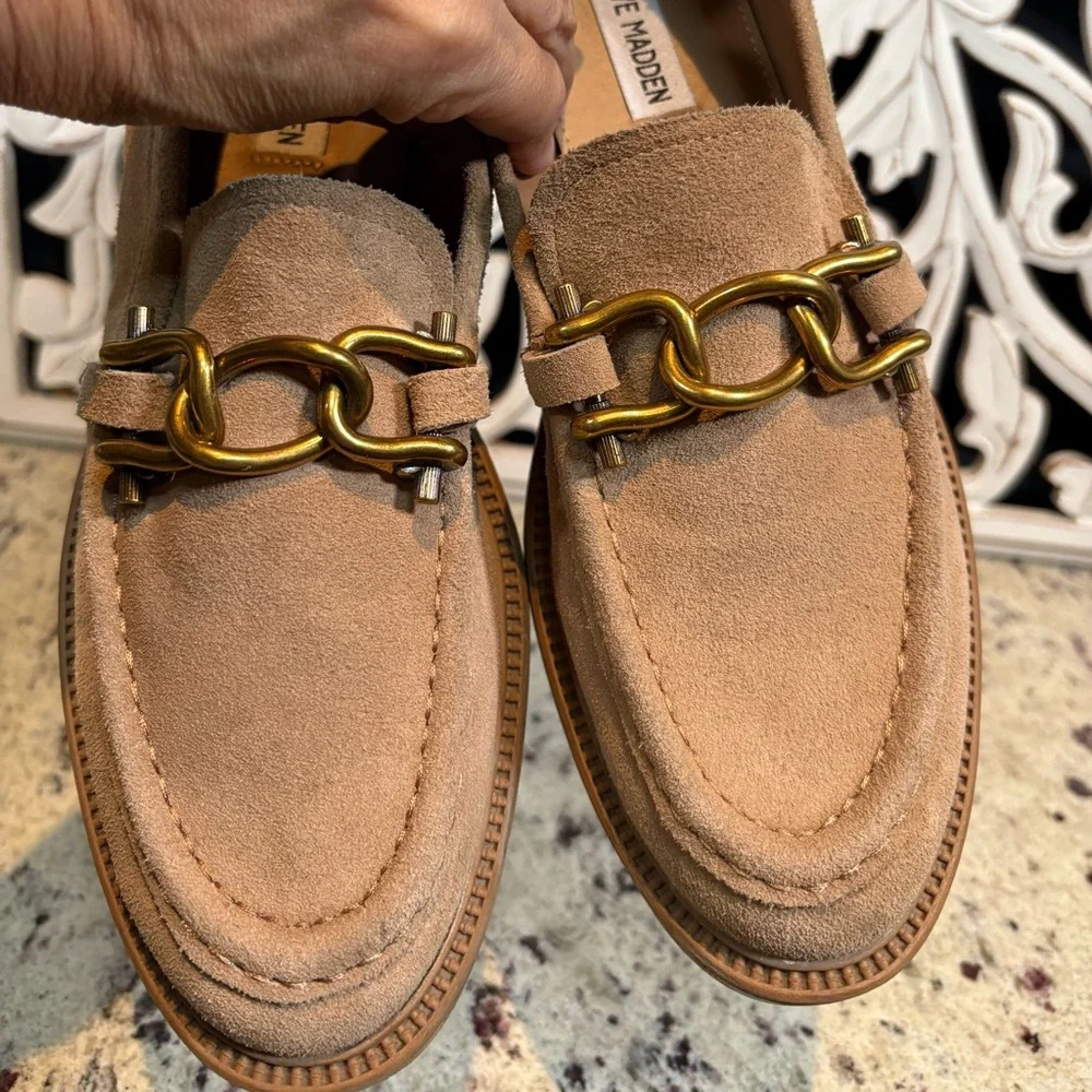 Steve Madden Karmine Suede Loafers Size 9 Tan